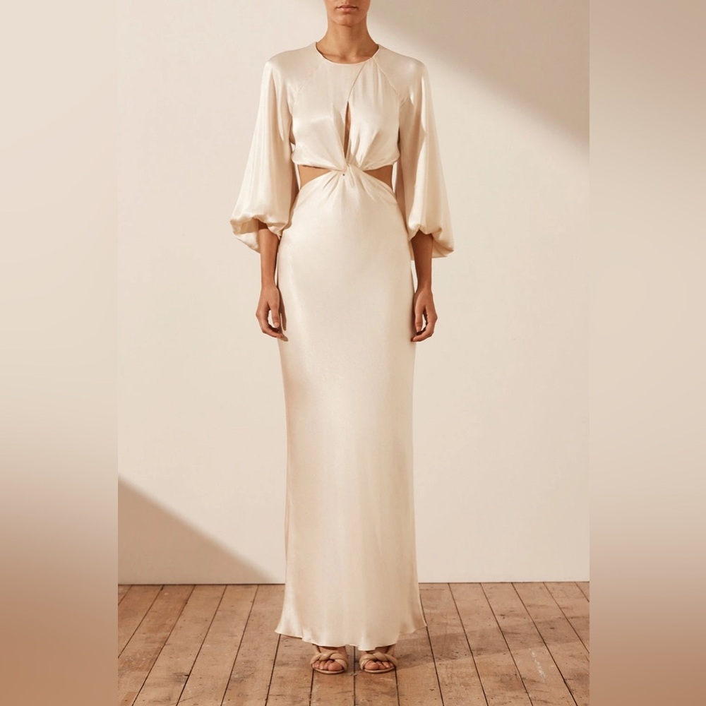 Shona Joy La Lune Cream Twist Front Maxi Dress